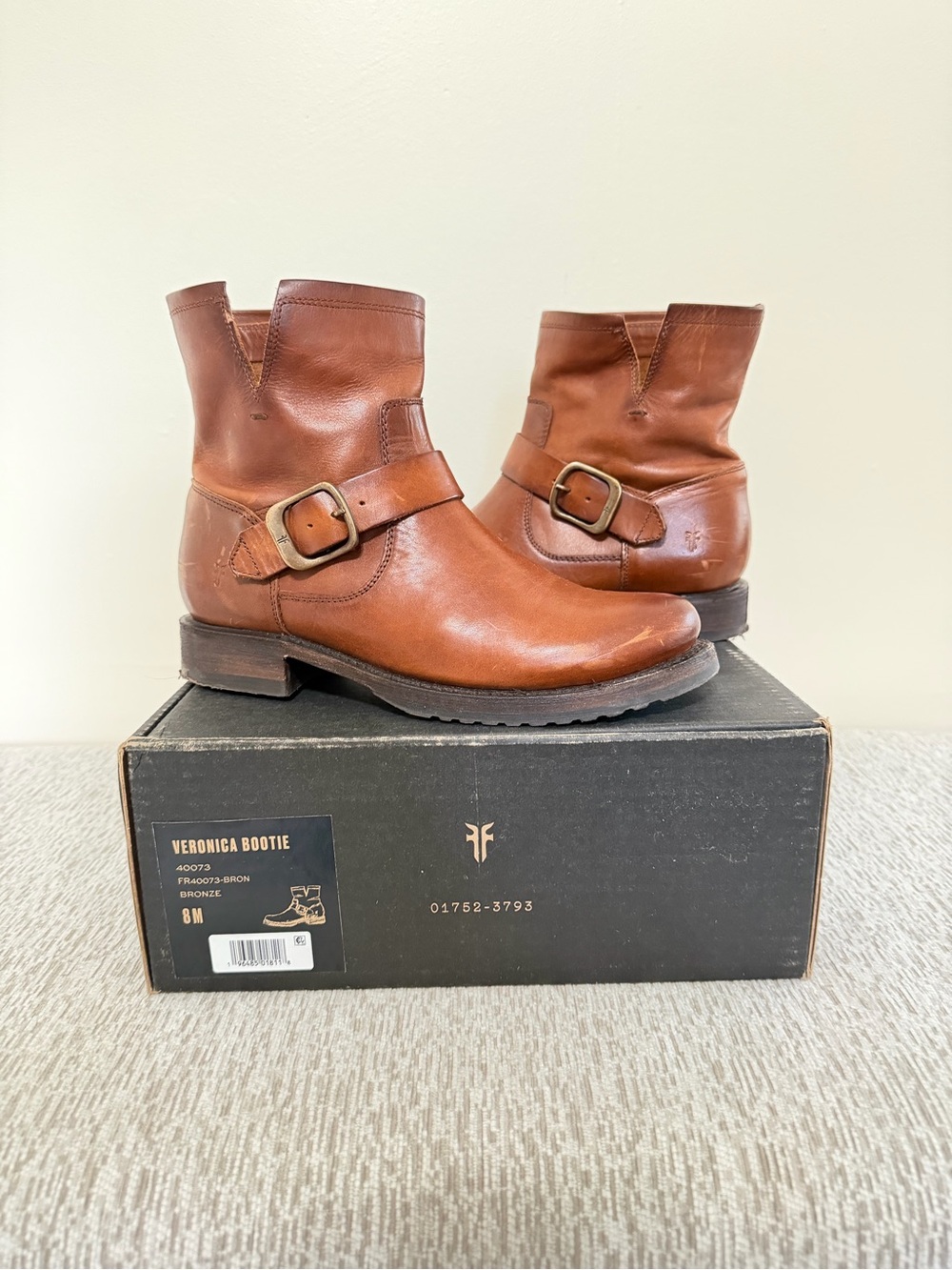 Frye Brown Leather Harness Ankle Boots excellent condition